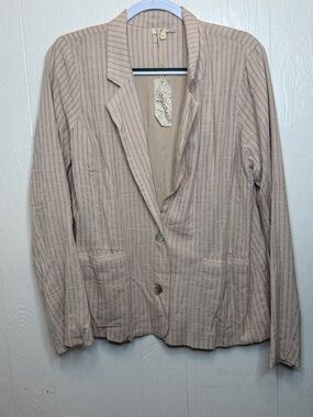 Mystree Light Beige Pinstripe Blazer Jacket L